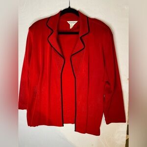 Misook Women's Red Open Front Cardigan